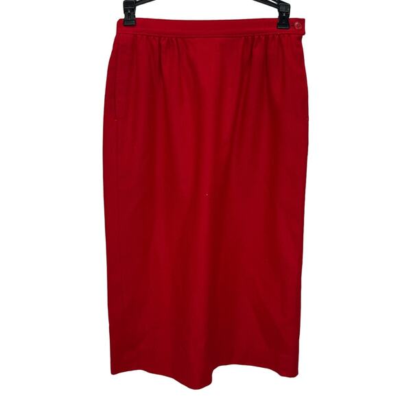 Vintage Pendleton Women's Pencil Skirt Wool Petite Size 4 Red Lined Midi Pockets - Picture 1 of 6